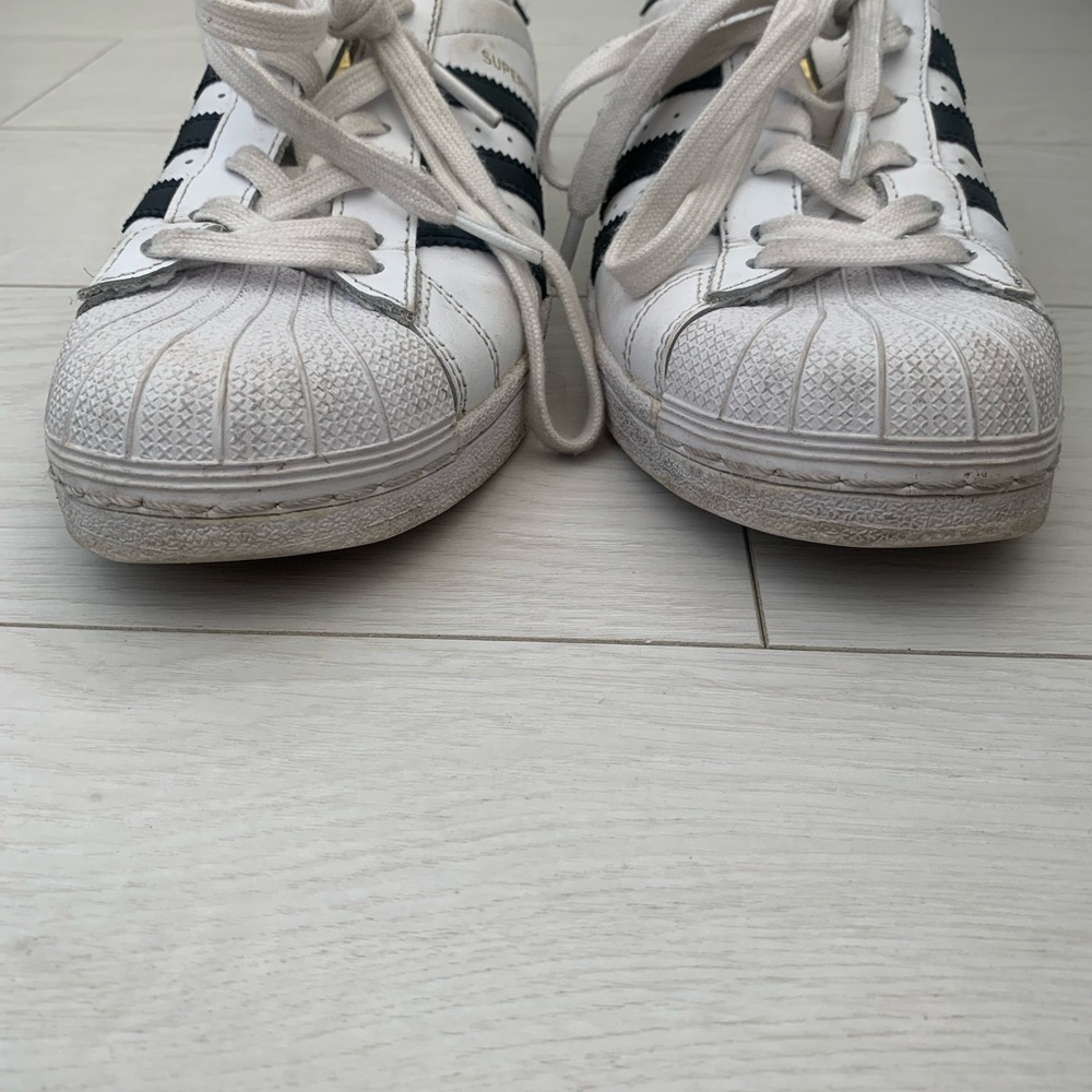 Adidas SuperStar Womens Stripe Black and White Shoes Size US 5.5 - Picture 7 of 15
